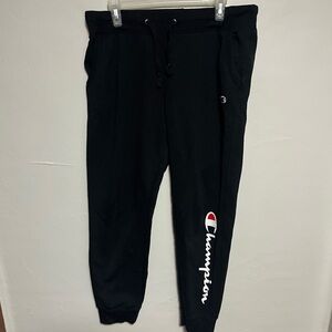 Champion Black Track Pants with Logo